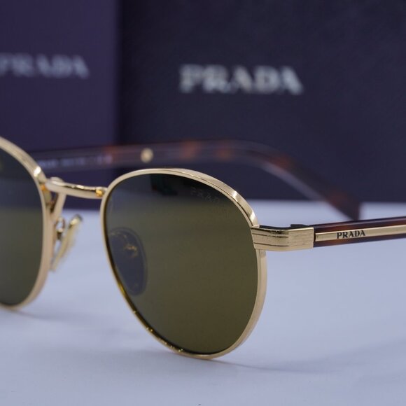 Prada PRB52S 5AK09Z Round Sunglasses – Gold\\Brown main image 10
